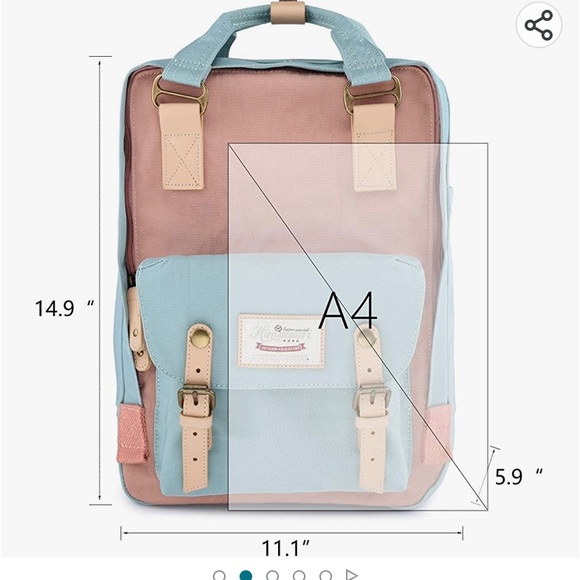 SOLD Himawari Blue and Creme Laptop Backpack - Picture 6 of 8